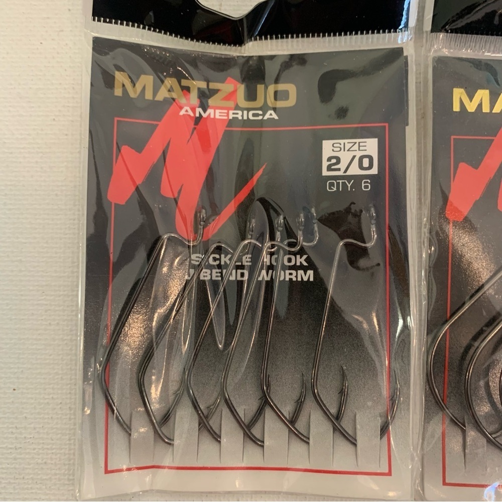 MATZUO Fishing Hooks Sickle Hook J-Bend Worm Hooks Wide Gap Hooks 2 Packs of 6 - Picture 2 of 5